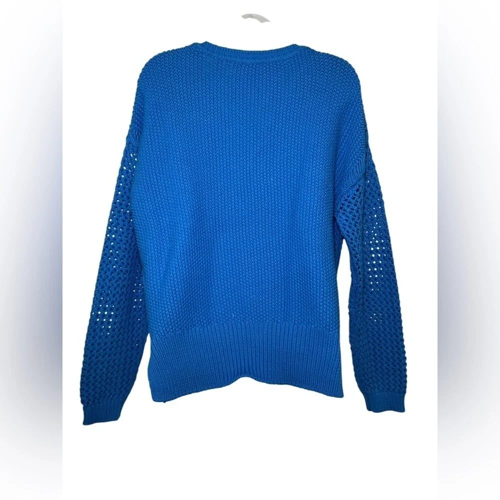 Equipment Tate Blue Open Stitch Cotton Sweater XL NWT